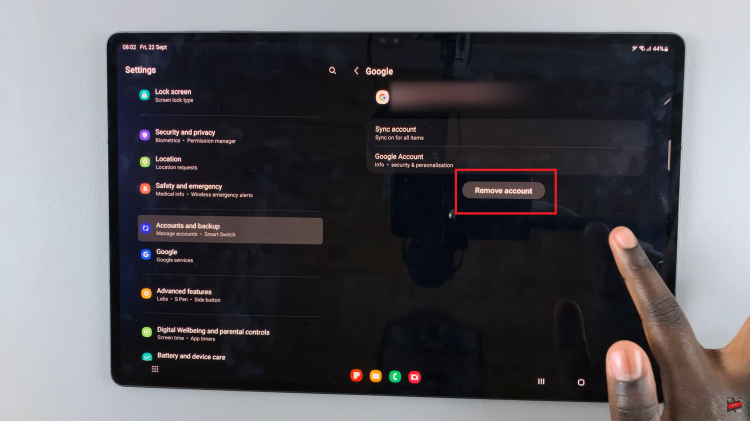 Remove Google Account To Samsung Galaxy S9 Tablet
