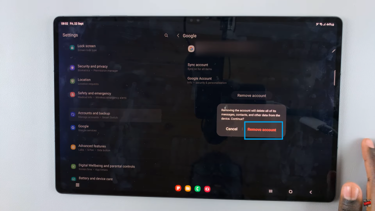 Remove Google Account To Samsung Galaxy S9 Tablet