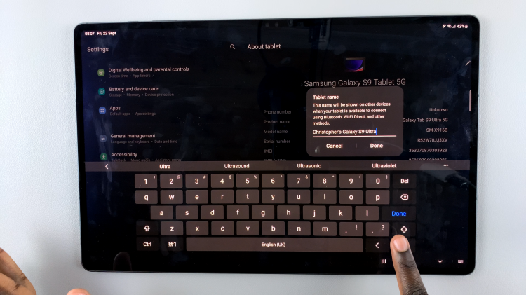 Rename Samsung Galaxy S9 Tablet