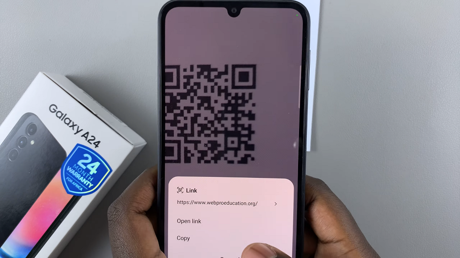 Scan QR Code On Samsung Galaxy A24 with Built-In Scanner
