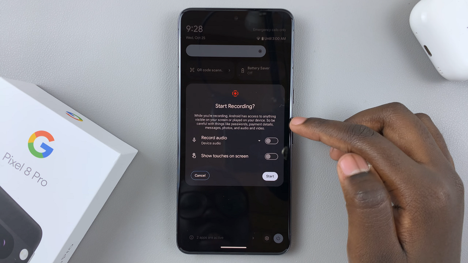 Start recording On Pixel 8 Pro