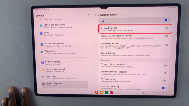How To Display Screen Refresh Rate On Samsung Galaxy Tab S9 & S9 Ultra