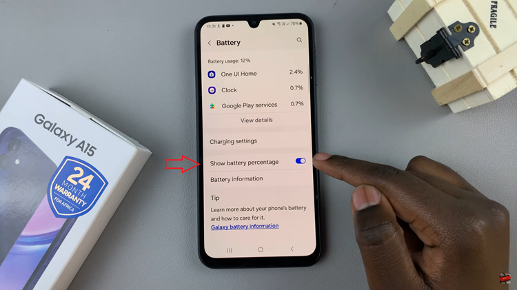 How To Show & Hide Battery Percentage On Samsung Galaxy A15