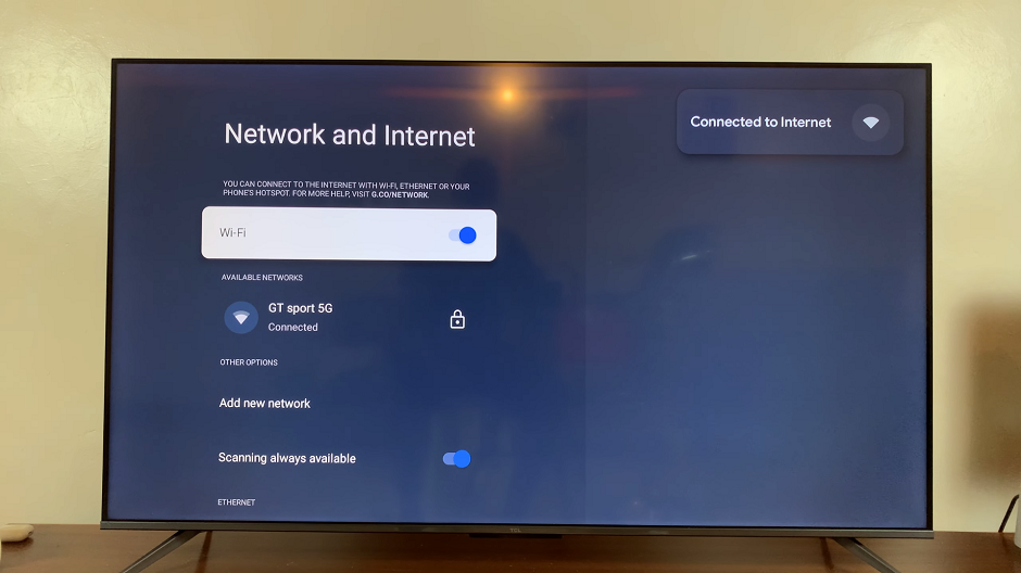 Wi-Fi On TCL Google TV