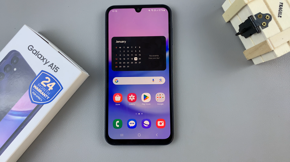 Calendar Widget On Samsung Galaxy A15 Home Screen