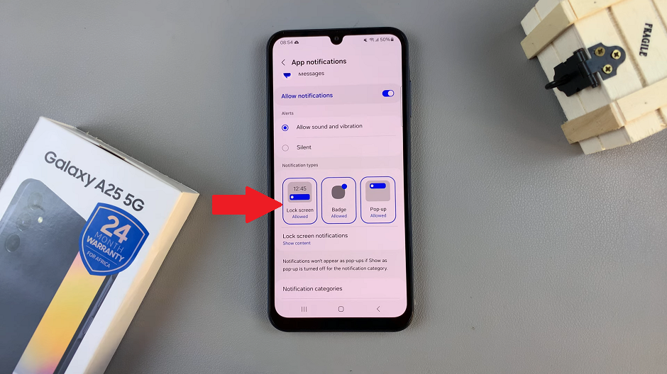 Enable Text Message Notifications On Lock Screen Of Samsung Galaxy A25 5G