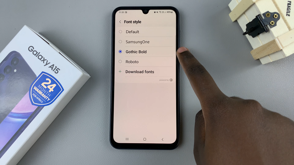 Change Back To Default Font On Samsung Galaxy A15