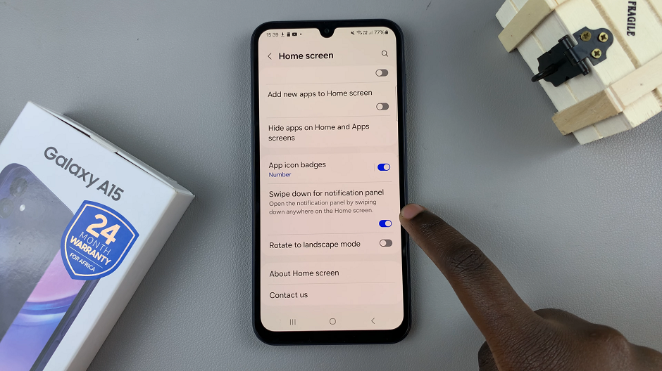 How To Enable Swipe Down For Notification Panel On Samsung Galaxy A15