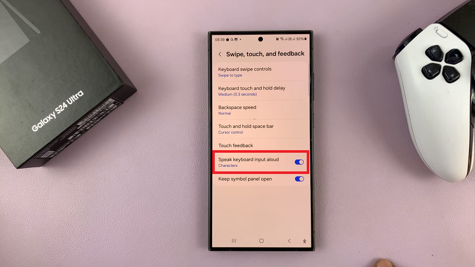 How To Enable 'Speak Keyboard Input Aloud' On Samsung Galaxy S24's