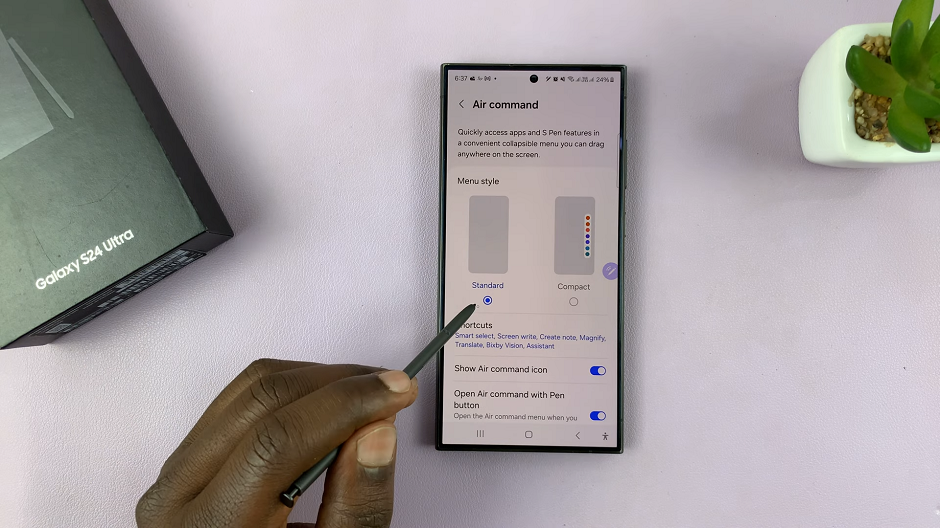 Switch Between Standard & Compact S Pen Menu On Samsung Galaxy S24 Ultra