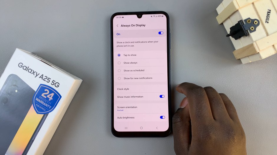 Enable 'Tap To Show' Always On Display On Samsung Galaxy A25 5G