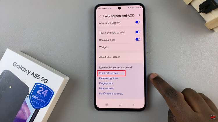 How To Add Contact Information To Lock Screen On Samsung Galaxy A55 5G