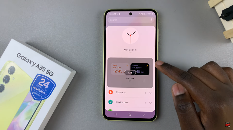 How To Add Dual Clocks To Home Screen On Samsung Galaxy A35 5G