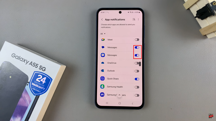 How To Disable Message Notifications On Samsung Galaxy A55 5G