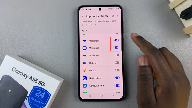 How To Enable Text Message Notifications On Samsung Galaxy A55 5G