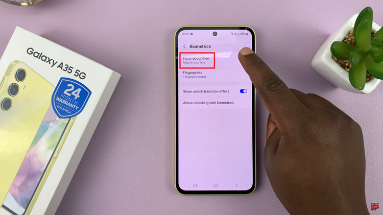 Set Up Face Unlock On Samsung Galaxy A35 5G