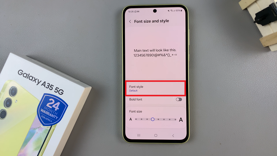 Revert To Default Font Style On Samsung Galaxy A35 5G
