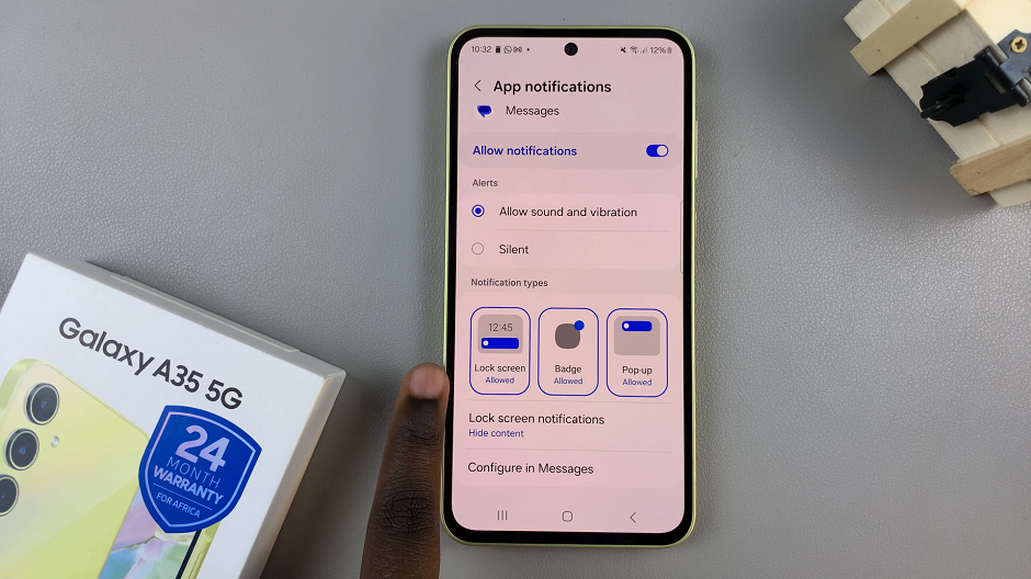 Enable Text Message Notifications On Lock Screen Of Samsung Galaxy A35 5G
