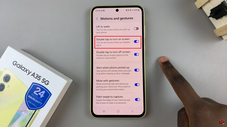 Cómo habilitar y deshabilitar el doble toque para encender la pantalla en Samsung Galaxy A35 5G