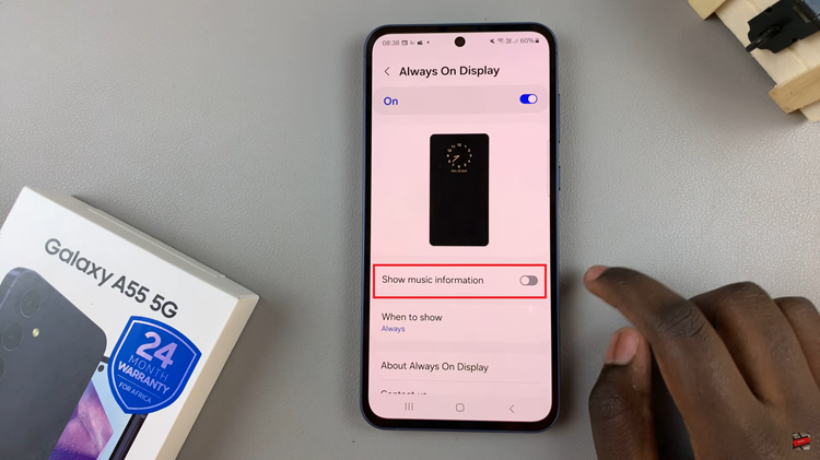 How To Show & Hide Music Information On Always On Display Of Samsung Galaxy A55 5G