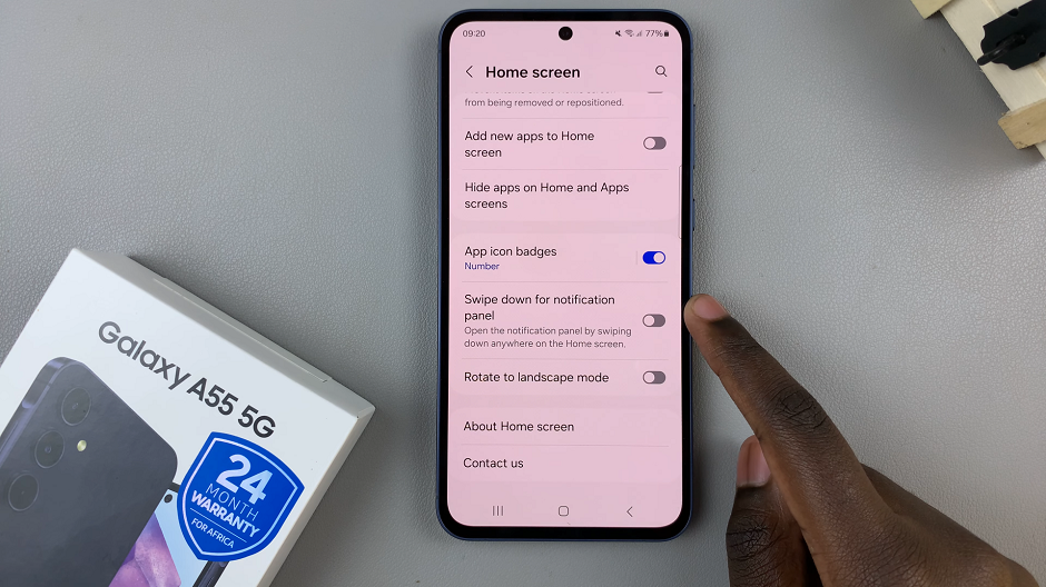 How To Enable 'Swipe Down For Notifications Panel' On Samsung Galaxy A55 5G