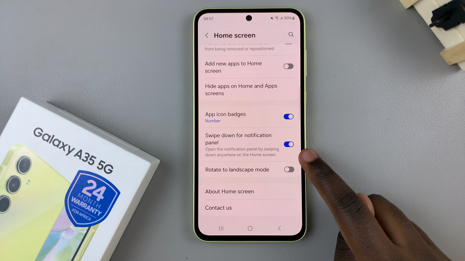 Enable 'Swipe Down For Notifications Panel' On Samsung Galaxy A35 5G