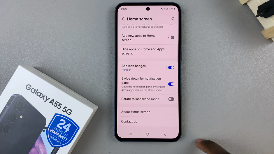 Enable 'Swipe Down For Notifications Panel' On Samsung Galaxy A55 5G