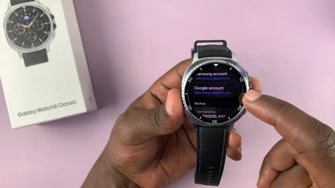 Google Account Option On Galaxy Watch 8