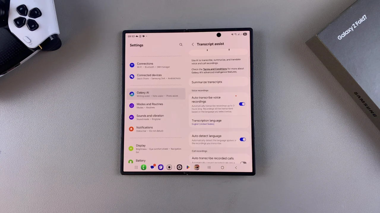 Enable Auto Transcribe Voice Recordings On Galaxy Z Fold 7