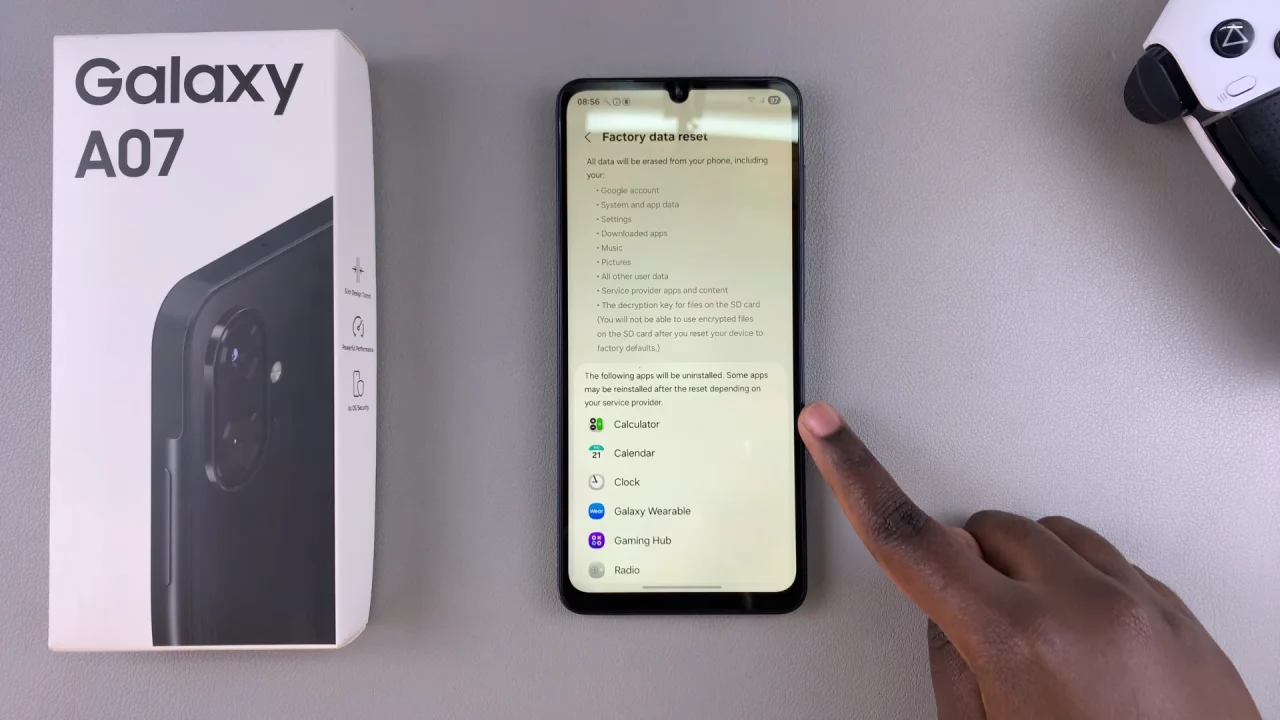 Factory Data Reset Galaxy A07