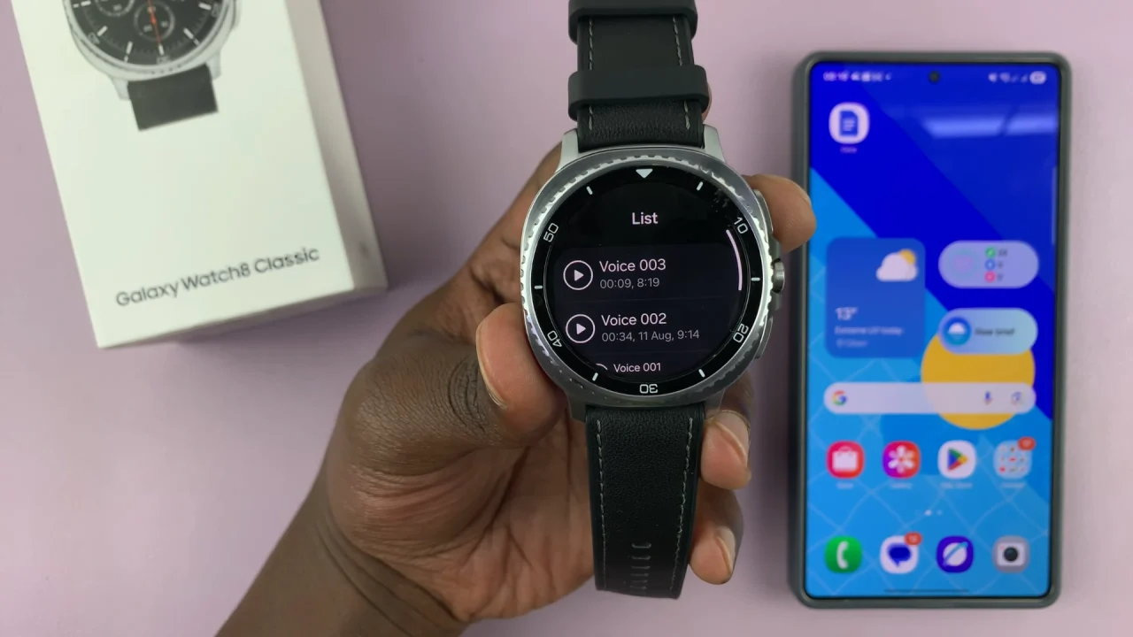 Voice Recorder List On Galaxy Watch 8 / 8 Classic