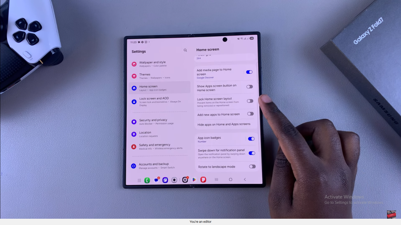 Lock Home Screen of Samsung Galaxy Z Fold 7