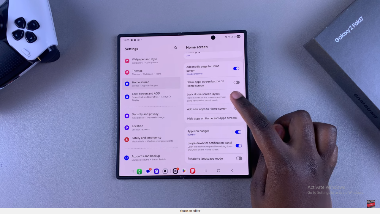 Lock Home Screen of Samsung Galaxy Z Fold 7
