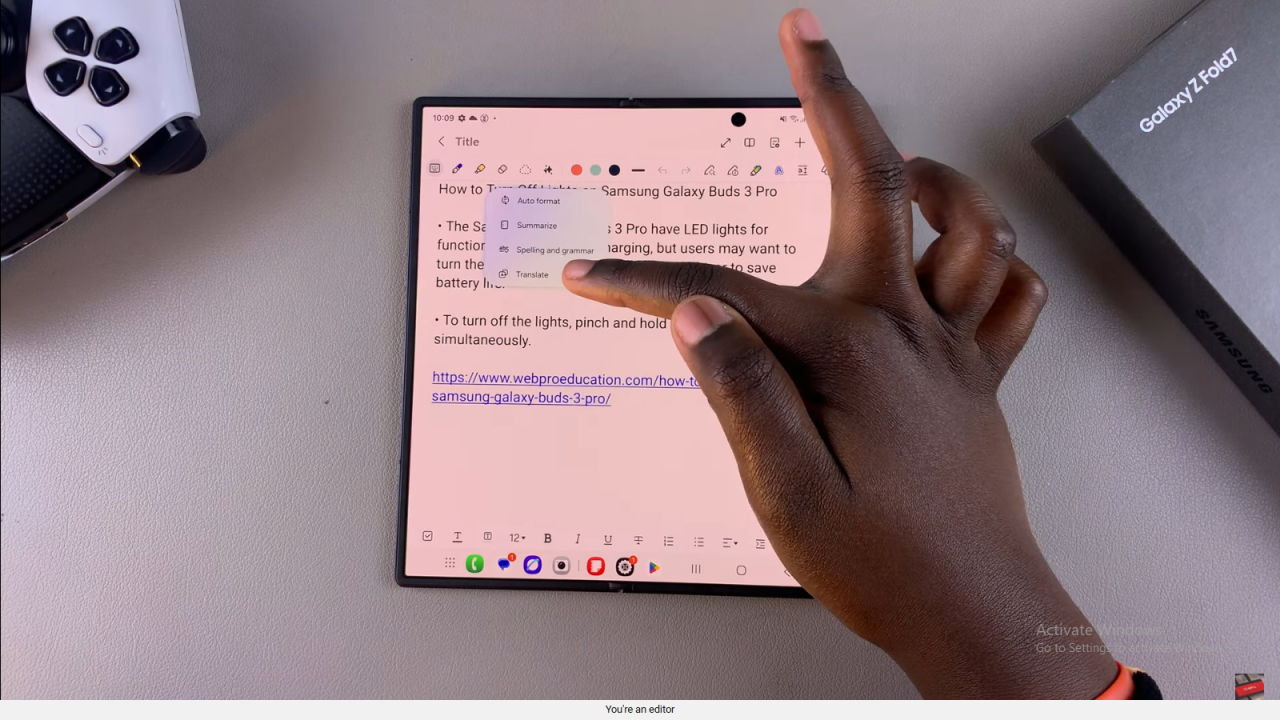  Translate Notes On Samsung Galaxy Z Fold 7