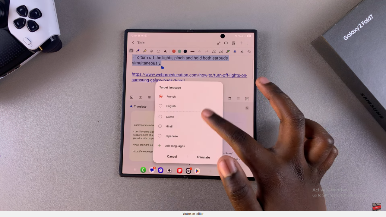  Translate Notes On Samsung Galaxy Z Fold 7