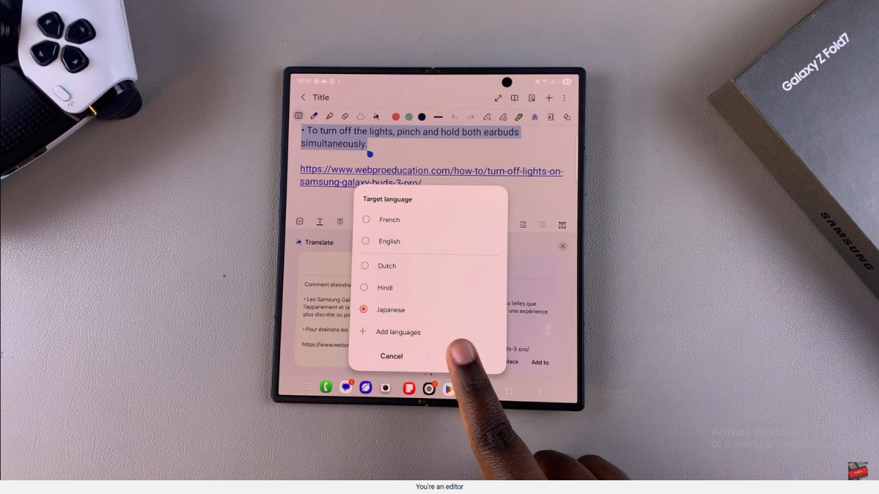  Translate Notes On Samsung Galaxy Z Fold 7