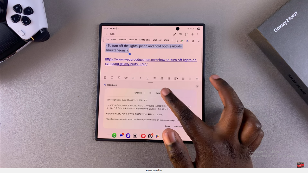  Translate Notes On Samsung Galaxy Z Fold 7