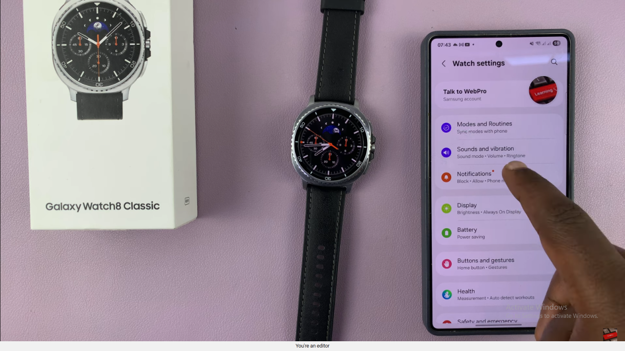 Disable New Notifications Indicator On Samsung Galaxy Watch 8 Classic