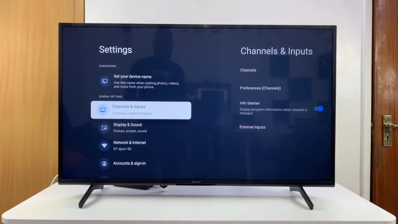 Channels & inputs Settings On Sony TV