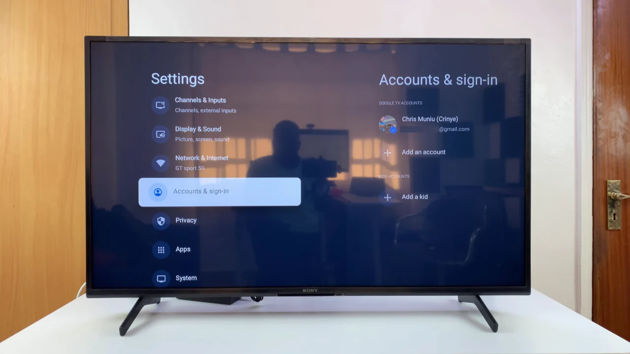 Accounts and Sign In Settings On Sony Smart TV