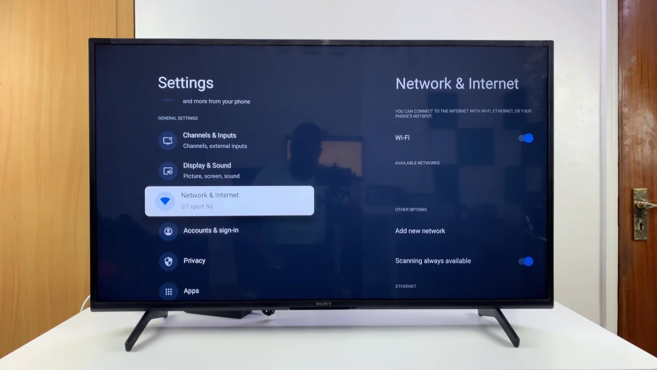 Connected Wi-Fi Networks On Sony Smart TV
