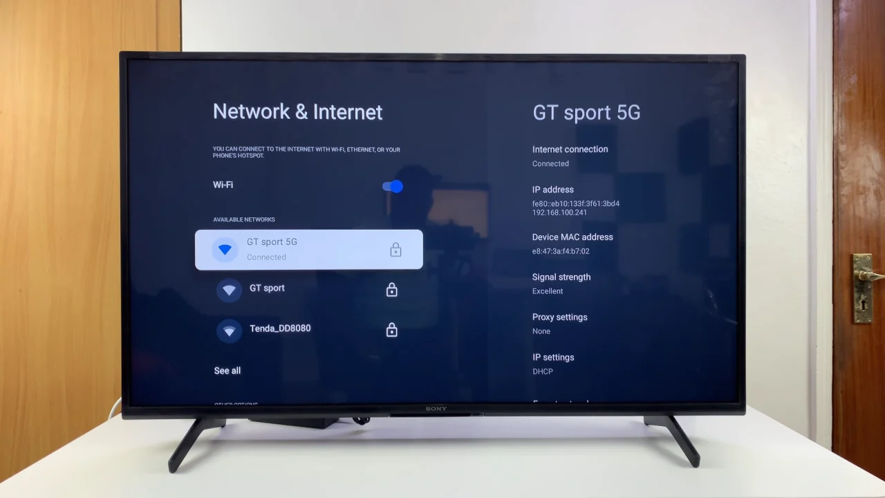 Wi-Fi Network On Sony Smart TV