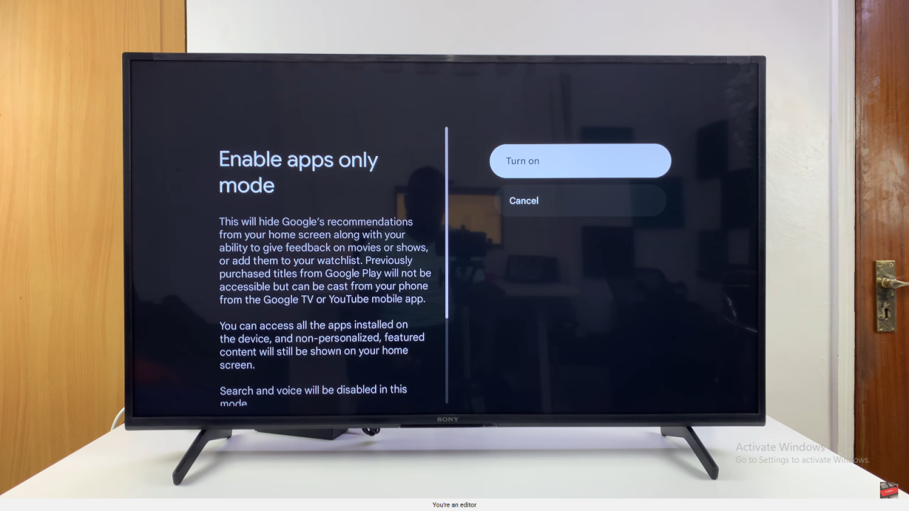 Turn ON Apps Only Mode On Sony Smart TV