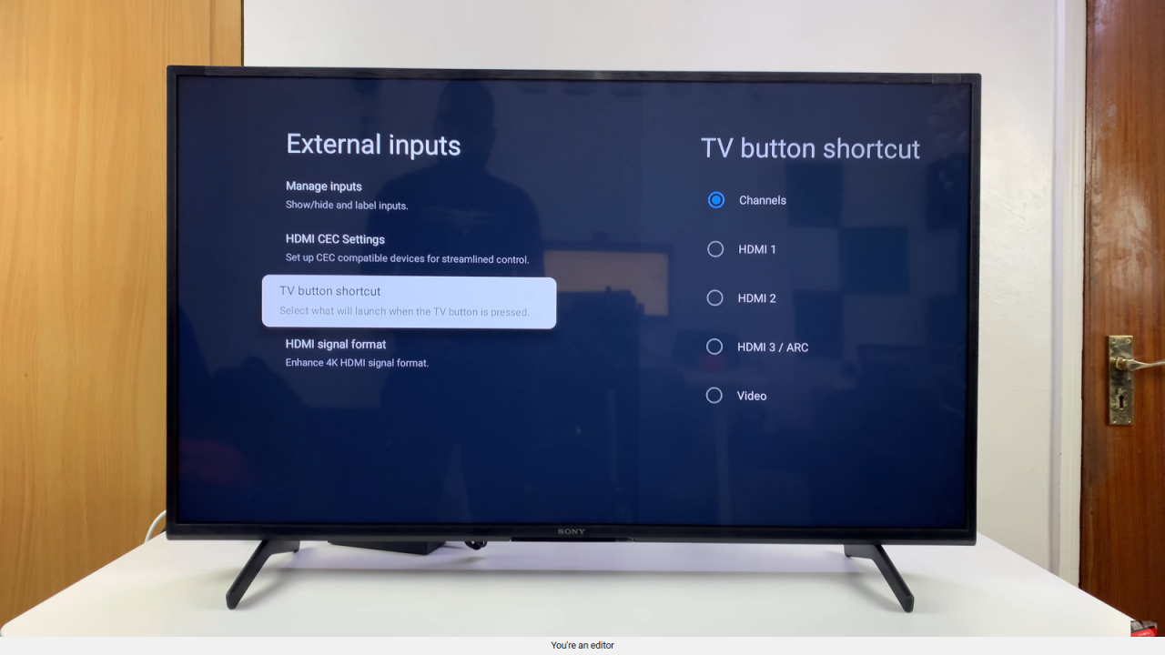 Customize TV Button Shortcut On Sony Smart TV