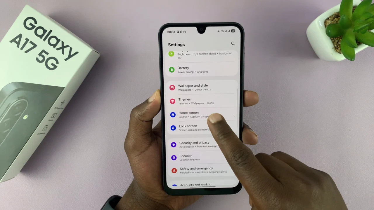 Home Screen Settings on Samsung Galaxy A17