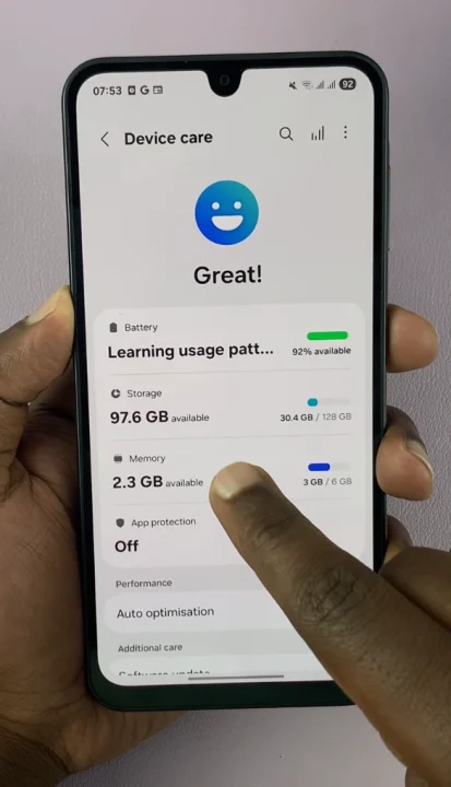 Memory Settings On Samsung Galaxy A17 5G