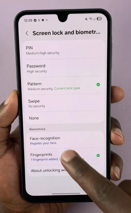 Fingerprints On Galaxy A17 5G