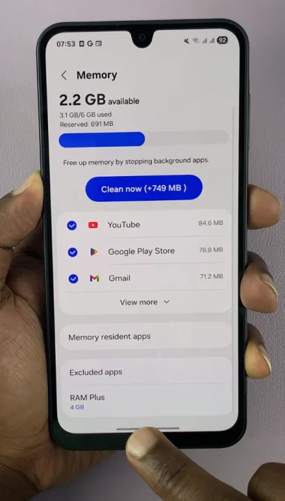 RAM Plus Settings On Samsung Galaxy A17 5G