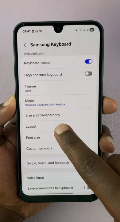 Samsung Keyboard Size and Transparency On Galaxy A17 5G