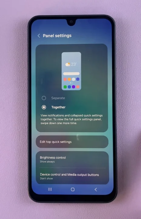 How To Combine Notifications & Quick Settings On Galaxy A17 5G